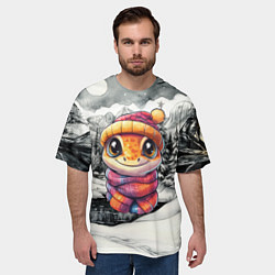 Футболка оверсайз мужская Забавная милая змейка 2025, цвет: 3D-принт — фото 2