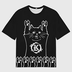Футболка оверсайз мужская Кукрыниксы: рок кот, цвет: 3D-принт