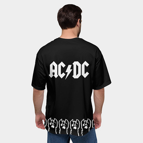 Мужская футболка оверсайз AC DC: cat rock / 3D-принт – фото 4