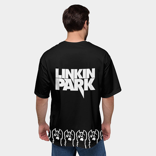 Мужская футболка оверсайз Linkin Park: cat rock / 3D-принт – фото 4