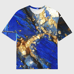 Футболка оверсайз мужская Золотой минерал в синем камне, цвет: 3D-принт