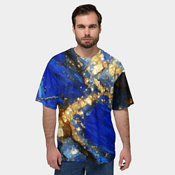 Футболка оверсайз мужская Золотой минерал в синем камне, цвет: 3D-принт — фото 2