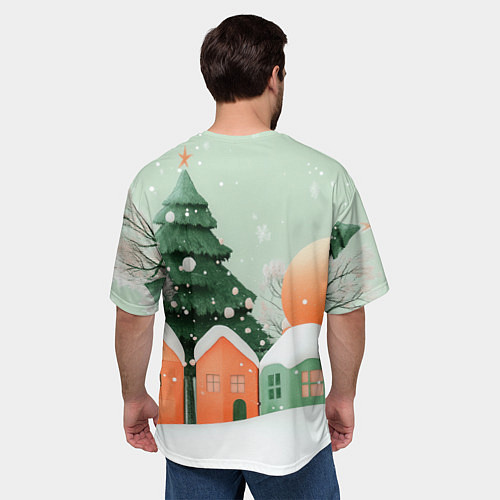 Мужская футболка оверсайз Новогодняя змейка в шарфике / 3D-принт – фото 4