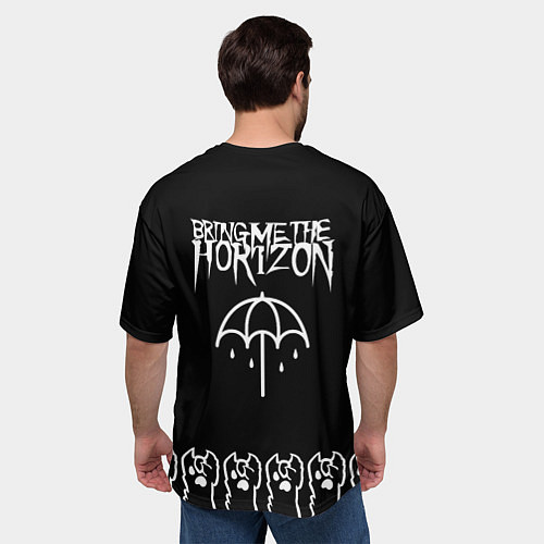 Мужская футболка оверсайз Bring Me the Horizon: cat rock / 3D-принт – фото 4