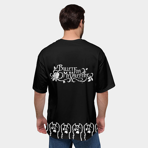 Мужская футболка оверсайз Bullet For My Valentine: cat rock / 3D-принт – фото 4