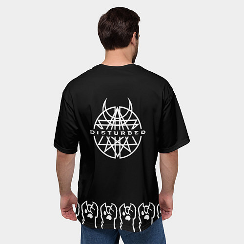 Мужская футболка оверсайз Disturbed: cat rock / 3D-принт – фото 4
