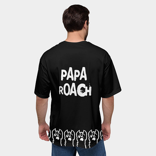 Мужская футболка оверсайз Papa Roach: cat rock / 3D-принт – фото 4
