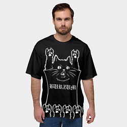Футболка оверсайз мужская Burzum: cat rock, цвет: 3D-принт — фото 2