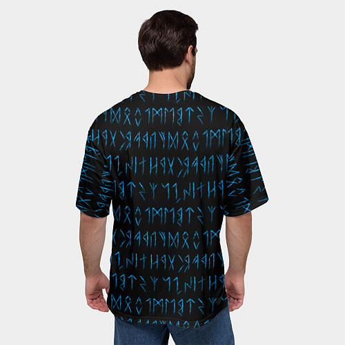 Мужская футболка оверсайз Узор полустёртых рун / 3D-принт – фото 4