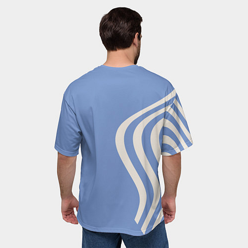 Мужская футболка оверсайз Парусник и волны на голубом / 3D-принт – фото 4