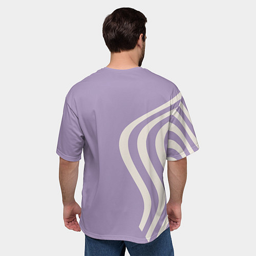 Мужская футболка оверсайз Парусник и волны на сиреневом / 3D-принт – фото 4