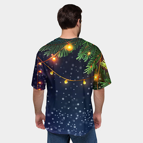 Мужская футболка оверсайз Змея и мандарины 2025 / 3D-принт – фото 4