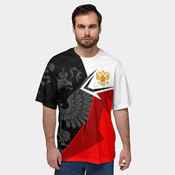 Футболка оверсайз мужская Герб России - красно-белый, цвет: 3D-принт — фото 2
