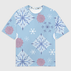 Футболка оверсайз мужская Снежинки Эльзы, цвет: 3D-принт