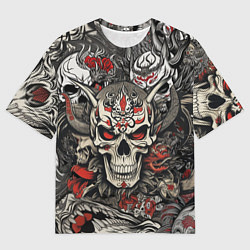 Мужская футболка оверсайз Череп в маске Хання