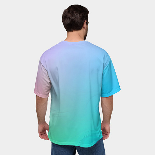 Мужская футболка оверсайз Градиент в голубых тонах / 3D-принт – фото 4