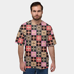 Футболка оверсайз мужская Разноцветная плитка с геометрическим рисунком, цвет: 3D-принт — фото 2