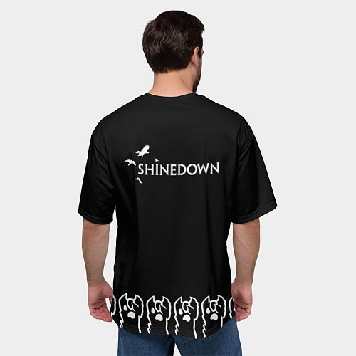Мужская футболка оверсайз Shinedown: cat rock / 3D-принт – фото 4