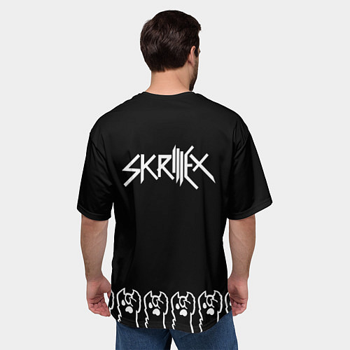 Мужская футболка оверсайз Skrillex: cat rock / 3D-принт – фото 4
