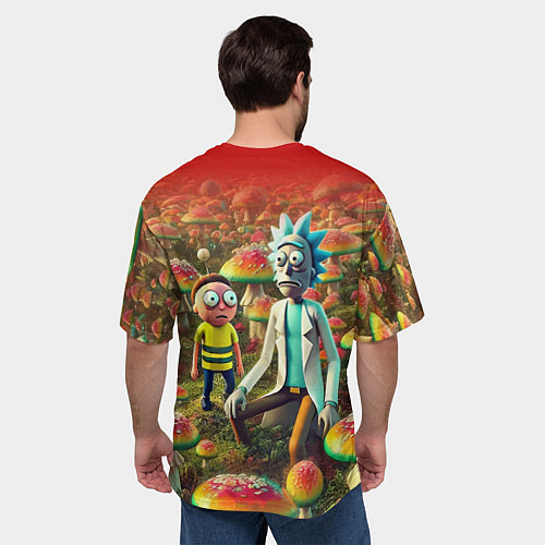 Мужская футболка оверсайз Рик и Морти заблудились в мухоморном поле / 3D-принт – фото 4