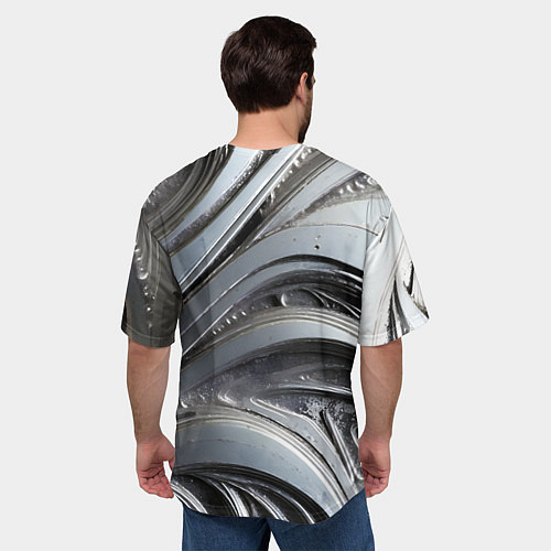 Мужская футболка оверсайз Полированный серебряный металл / 3D-принт – фото 4