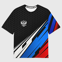 Футболка оверсайз мужская Герб России - спортивная абстракция, цвет: 3D-принт