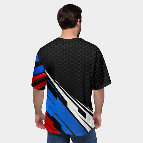 Мужская футболка оверсайз Герб России - спортивная абстракция / 3D-принт – фото 4