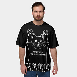 Футболка оверсайз мужская Within Temptation: rock cat, цвет: 3D-принт — фото 2