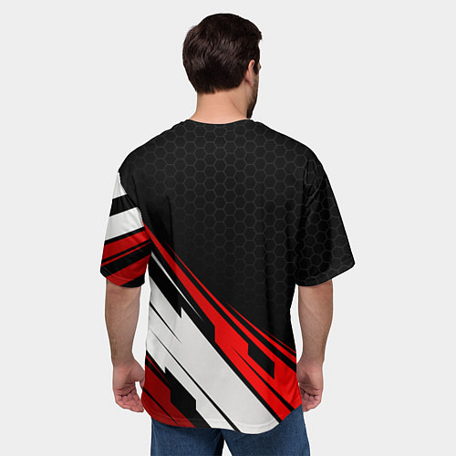 Мужская футболка оверсайз Lixiang - красная абстракция / 3D-принт – фото 4
