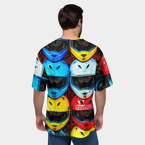 Мужская футболка оверсайз Шлемы BMX / 3D-принт – фото 4