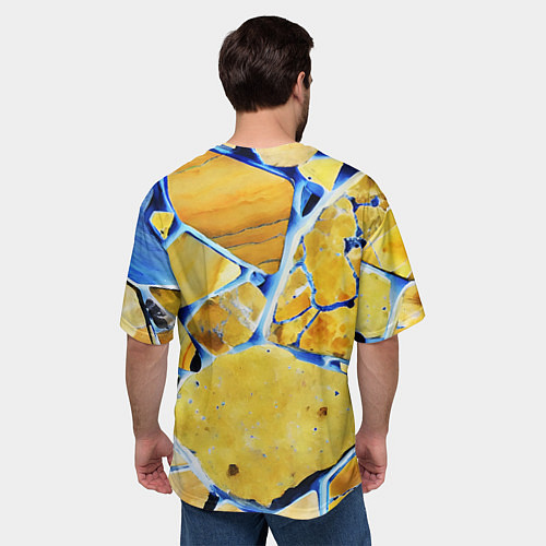 Мужская футболка оверсайз Жёлто-синяя абстракция / 3D-принт – фото 4