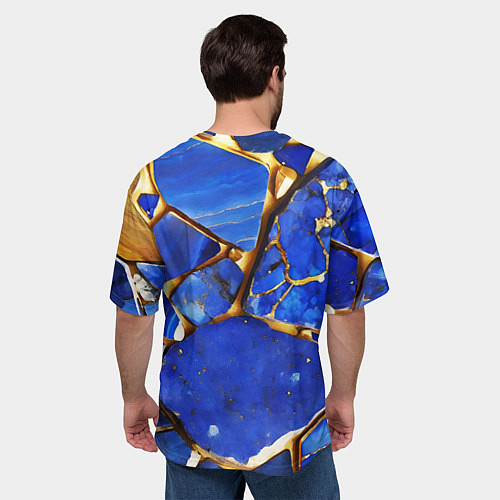 Мужская футболка оверсайз A gold mineral in a blue stone / 3D-принт – фото 4