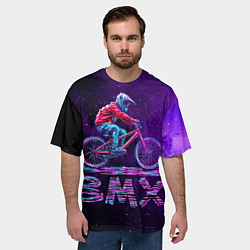 Футболка оверсайз мужская BMXер в космосе, цвет: 3D-принт — фото 2