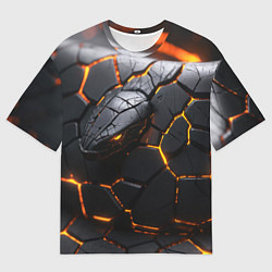 Мужская футболка оверсайз Металлическая неоновая змея