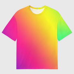 Мужская футболка оверсайз Градиент зелёно-фиолетовый насыщенный