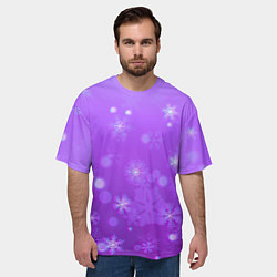 Футболка оверсайз мужская Резные снежинки глитч, цвет: 3D-принт — фото 2