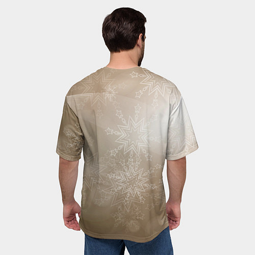 Мужская футболка оверсайз Котик в новогоднем колпаке / 3D-принт – фото 4