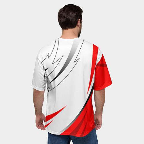 Мужская футболка оверсайз Российский красный - герб / 3D-принт – фото 4