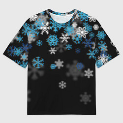 Футболка оверсайз мужская Снежинки объемные, цвет: 3D-принт