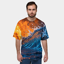 Футболка оверсайз мужская Волна и огонь, цвет: 3D-принт — фото 2