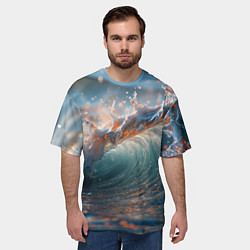 Футболка оверсайз мужская Волна и блики солнца, цвет: 3D-принт — фото 2
