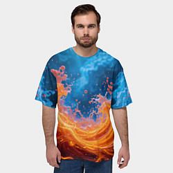 Футболка оверсайз мужская Яркое пламя в воде, цвет: 3D-принт — фото 2