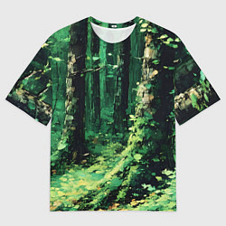 Футболка оверсайз мужская Зелёный летний лес, цвет: 3D-принт