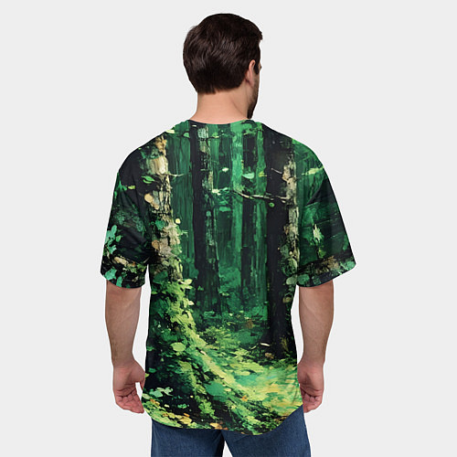 Мужская футболка оверсайз Зелёный летний лес / 3D-принт – фото 4