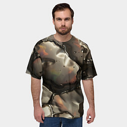 Футболка оверсайз мужская Жидкая субстанция светло-коричневая, цвет: 3D-принт — фото 2