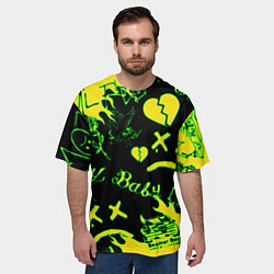 Футболка оверсайз мужская Lil Peep кислотные автографы, цвет: 3D-принт — фото 2