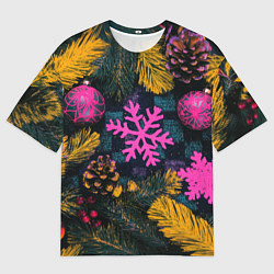 Футболка оверсайз мужская Новый год и краски, цвет: 3D-принт