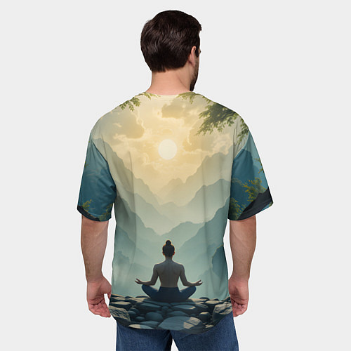 Мужская футболка оверсайз Медитация на рассвете / 3D-принт – фото 4