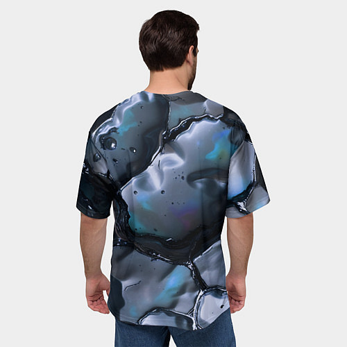 Мужская футболка оверсайз Жидкая субстанция серая / 3D-принт – фото 4