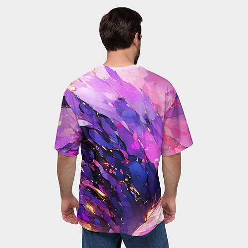 Мужская футболка оверсайз Фиолетово-розовая абстракция / 3D-принт – фото 4